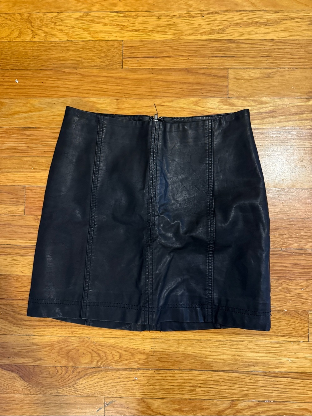 Free People Black Leather Mini Skirt size 4